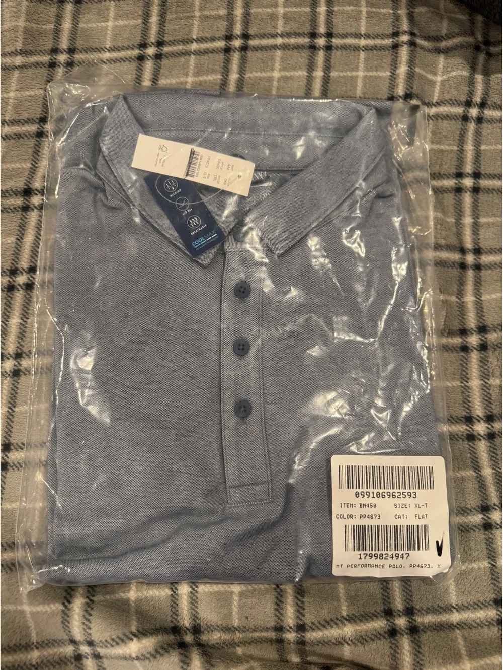 J.Crew Performance polo shirt with COOLMAX® technology Ocean Blue size XL-T